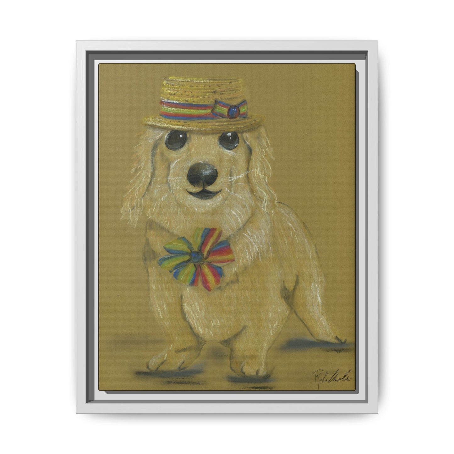 Weiner Dog in Hat Framed Wall Art