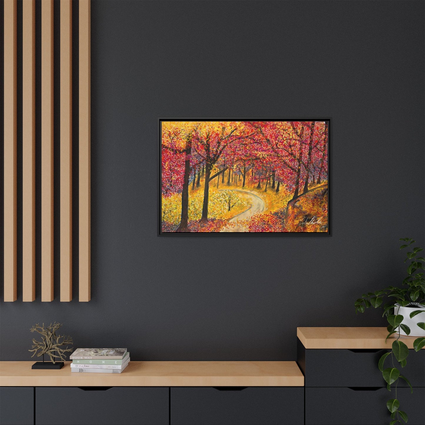 Vibrant Fall Forest Framed Wall Art