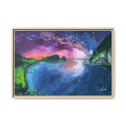 Watercolor Sunset Lake Framed Wall Art