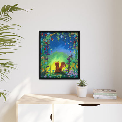 Fox Under Flowers Framed Wall Art