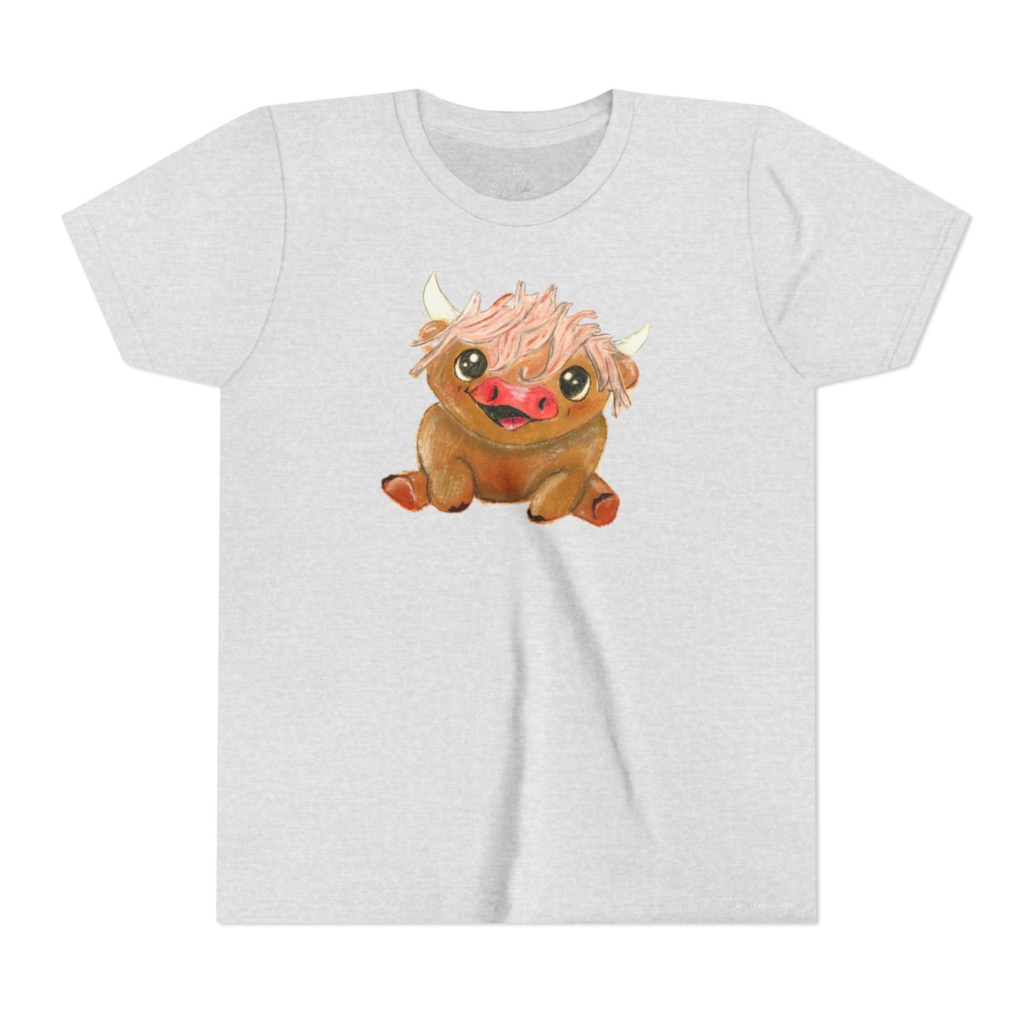 Cute Highland Cow Kids T‑Shirt — Adorable Baby Cow Graphic Youth Tee