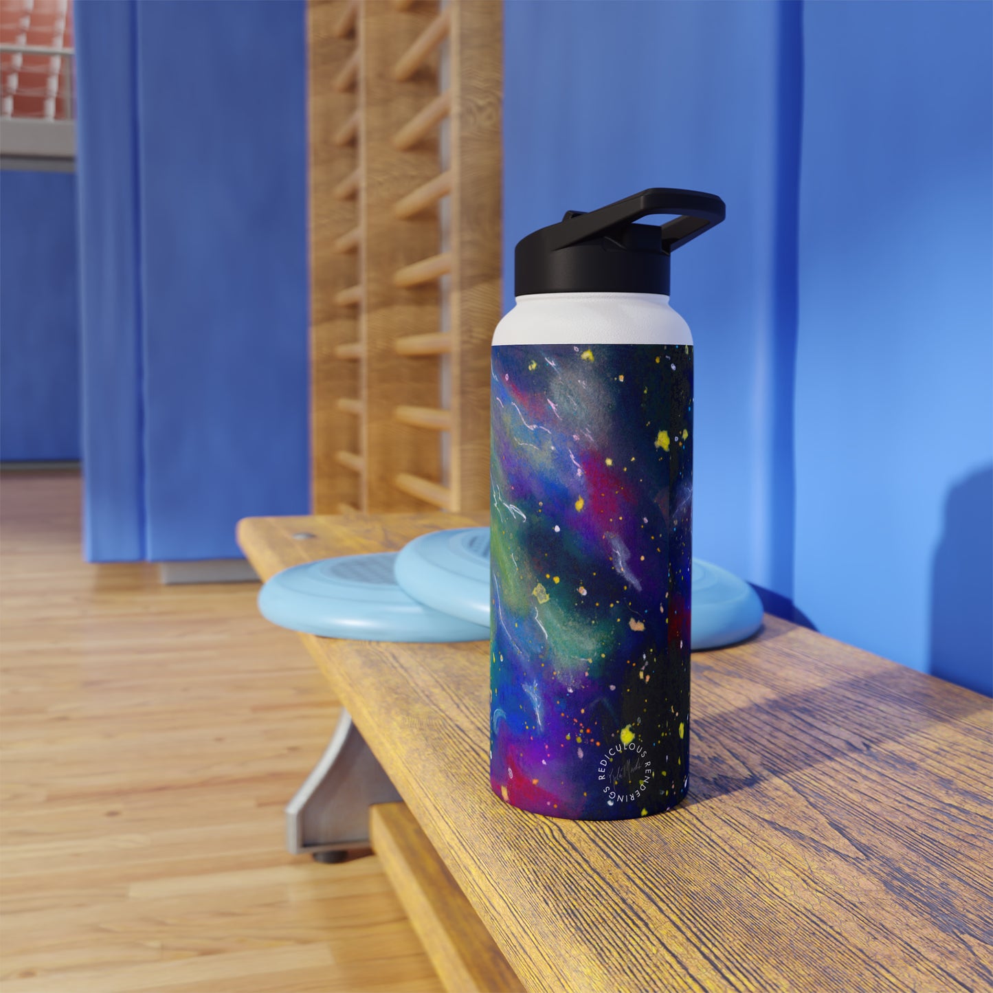 Rainbow Vortex Galaxy Stainless Steel Water Bottle, Standard Lid