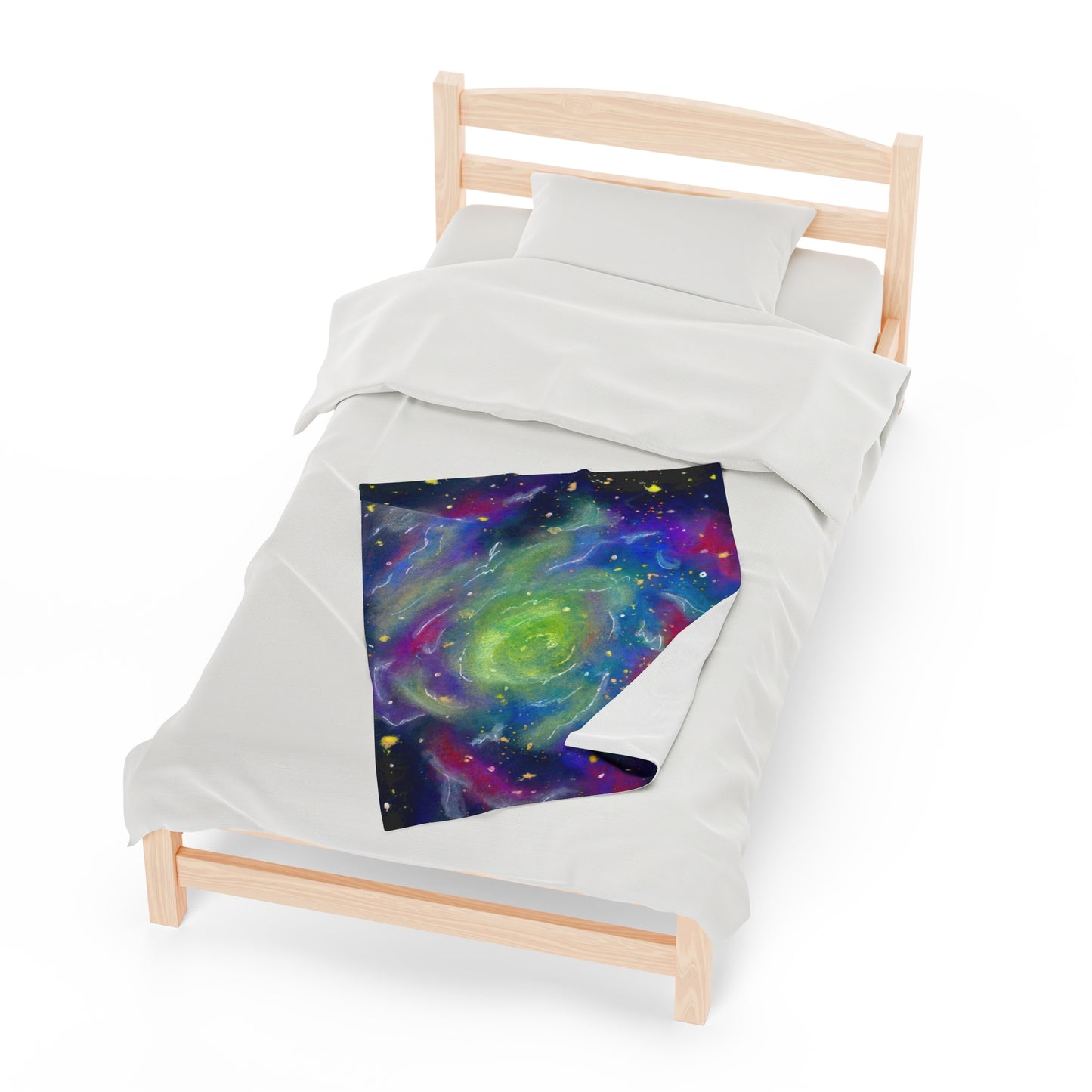 Rainbow Vortex Galaxy Velveteen Plush Blanket