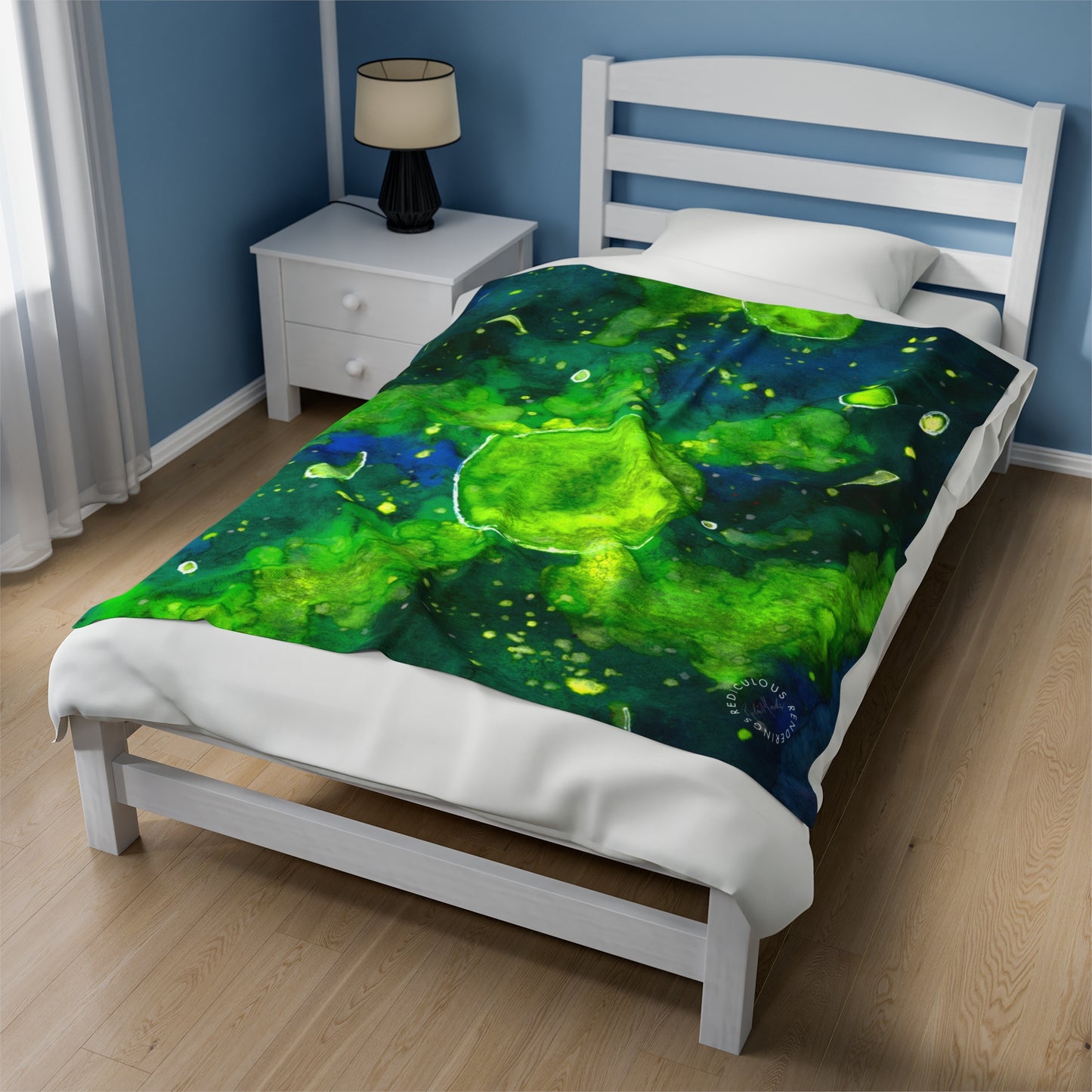 Green Galaxy Velveteen Plush Blanket