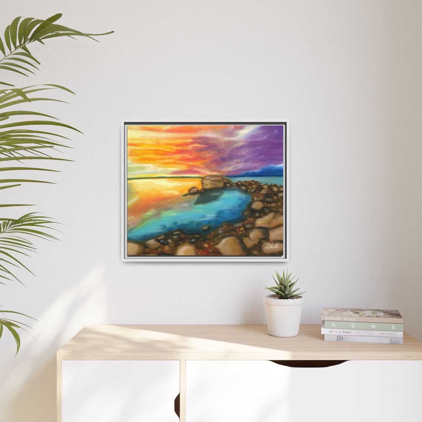 Sunset Ocean Beach Framed Wall Art