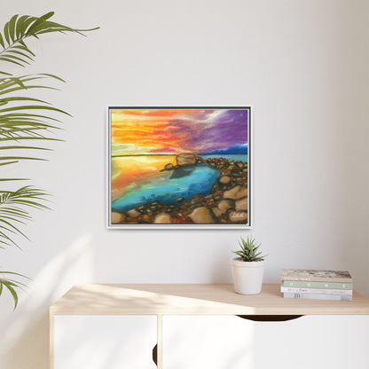 Sunset Ocean Beach Framed Wall Art