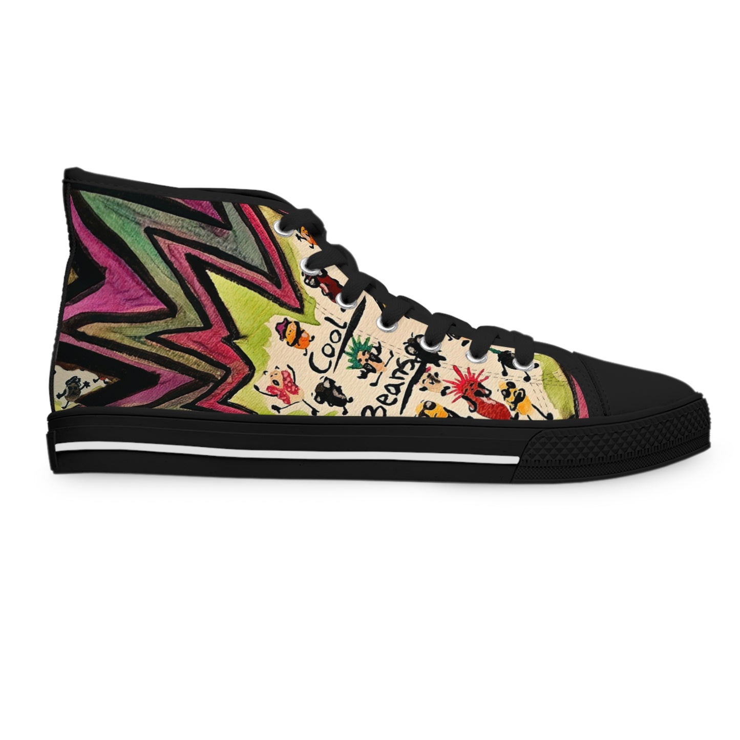 Women's High Top Sneakers — Colorful Retro Cool Beans Pattern Casual Shoes