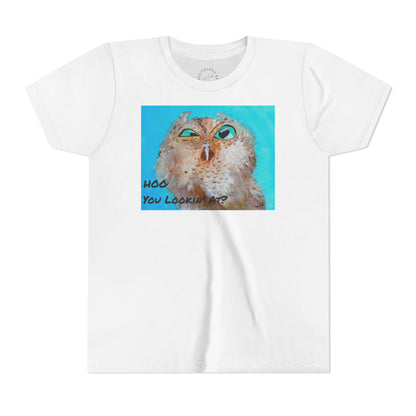Youth Owl Tee "Hoo You Looking At?" - Cute Kids Graphic T-Shirt