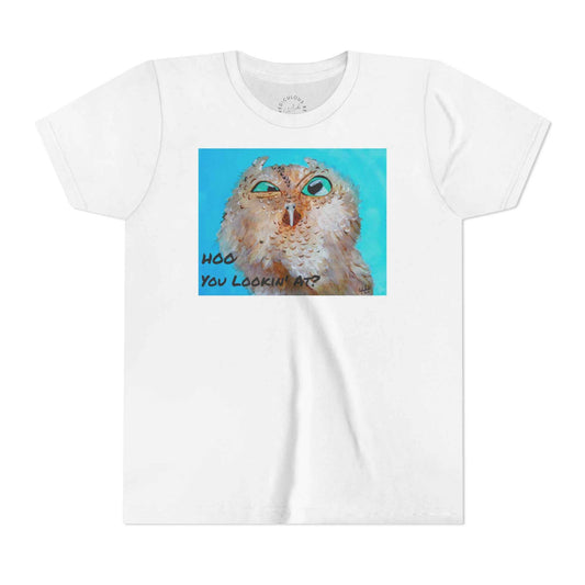 Youth Owl Tee "Hoo You Looking At?" - Cute Kids Graphic T-Shirt