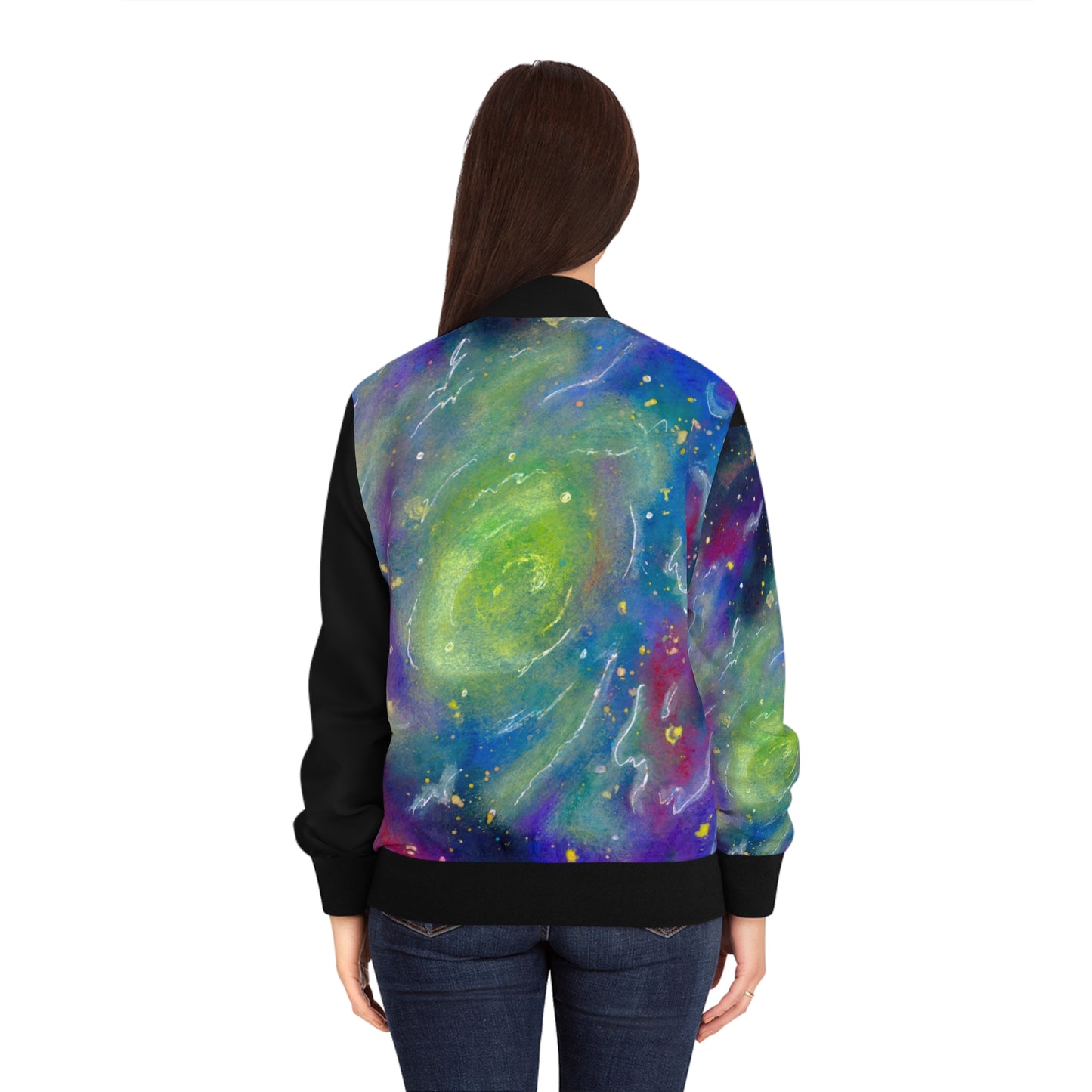 Rainbow Vortex Galaxy Women's Bomber Jacket (AOP)