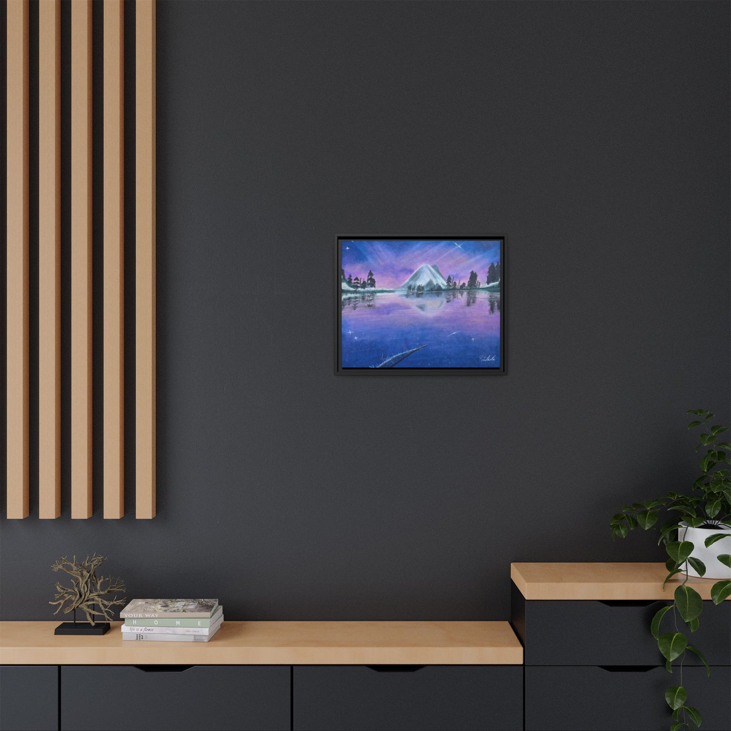 Purple Sky Over Lone Mountain Framed Wall Art