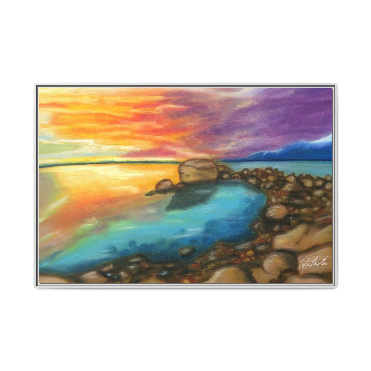 Sunset Ocean Beach Framed Wall Art