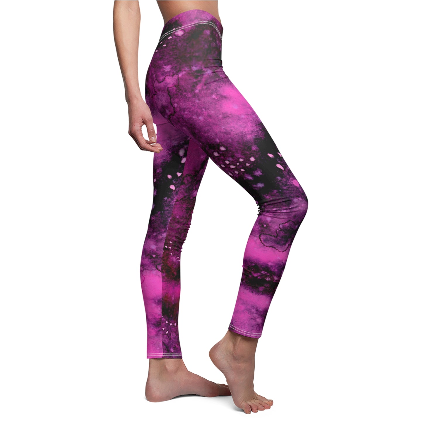 Rose Colored Galaxy Women's Cut & Sew Casual Leggings (AOP)