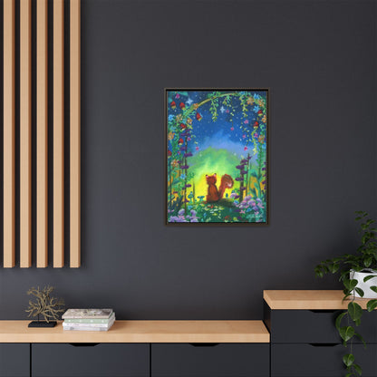 Fox Under Flowers Framed Wall Art