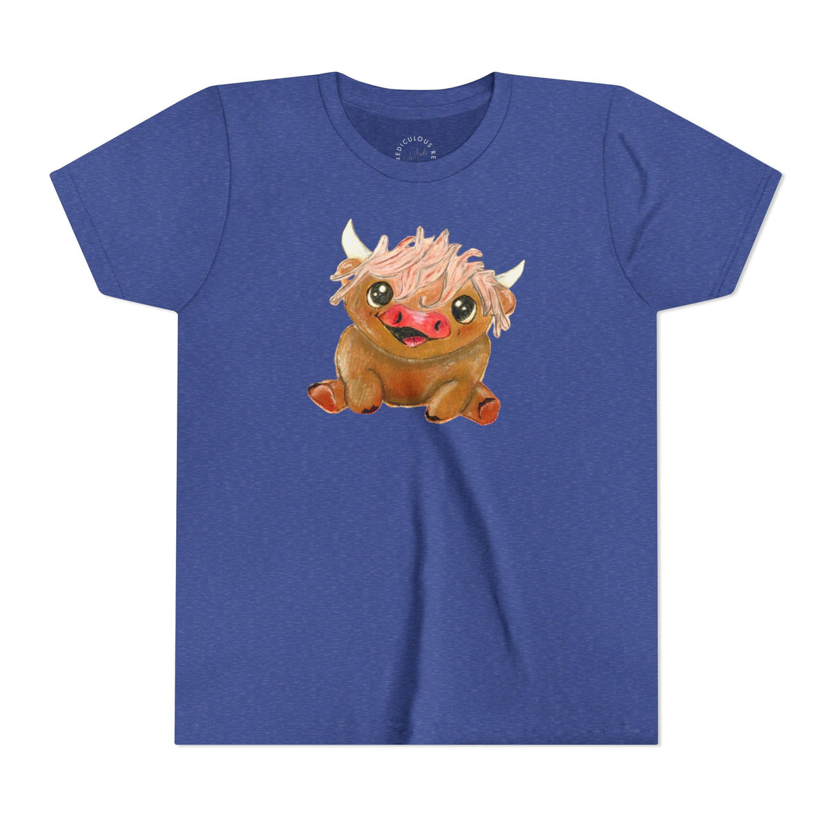 Cute Highland Cow Kids T‑Shirt — Adorable Baby Cow Graphic Youth Tee