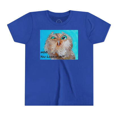 Youth Owl Tee "Hoo You Looking At?" - Cute Kids Graphic T-Shirt