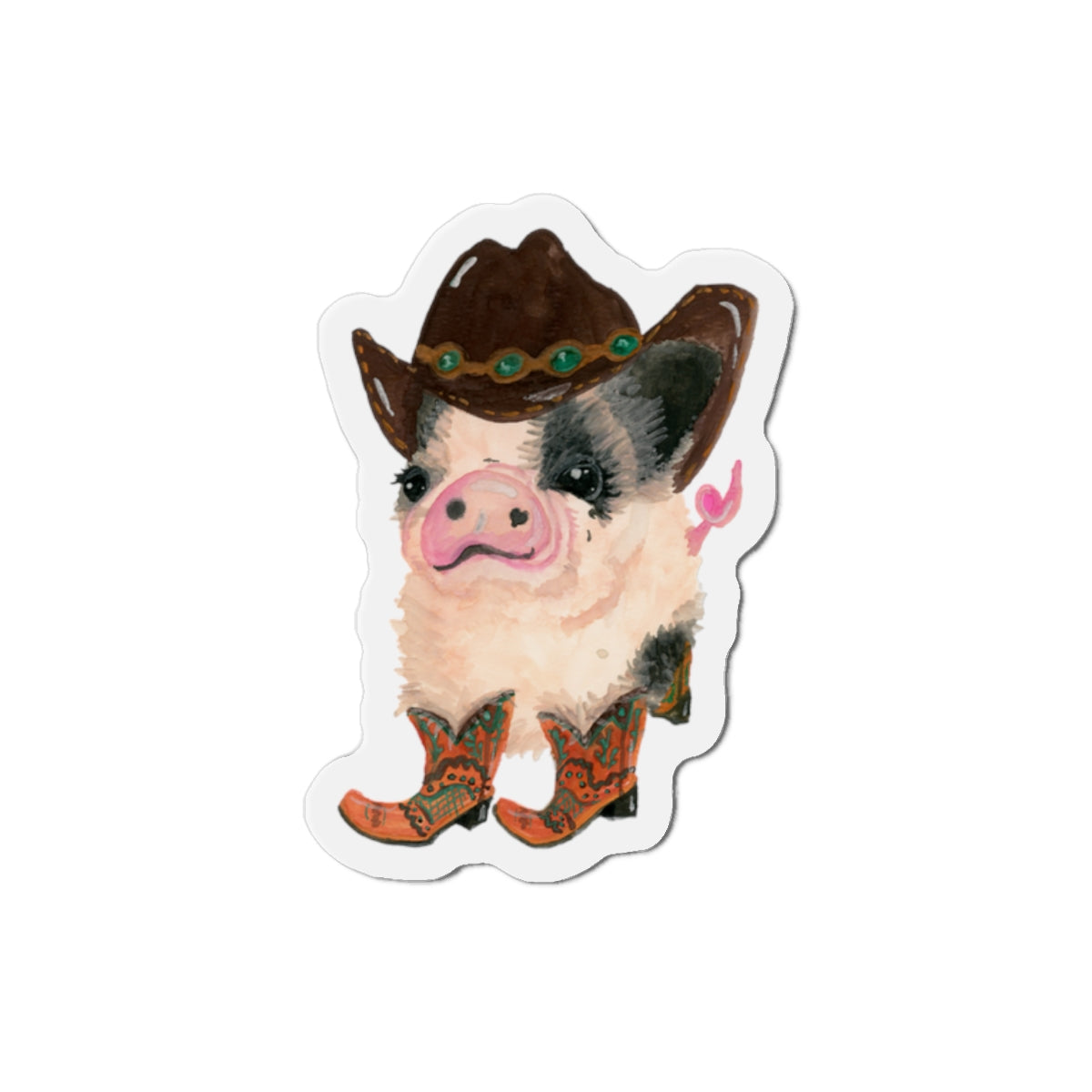 Cowboy Pig Die-Cut Magnets  Custom Shape, 5 Sizes, Vinyl Material for Outdoor Use, Flexible and Durable, Black Backing - Home Decor Refrigerator Magnets