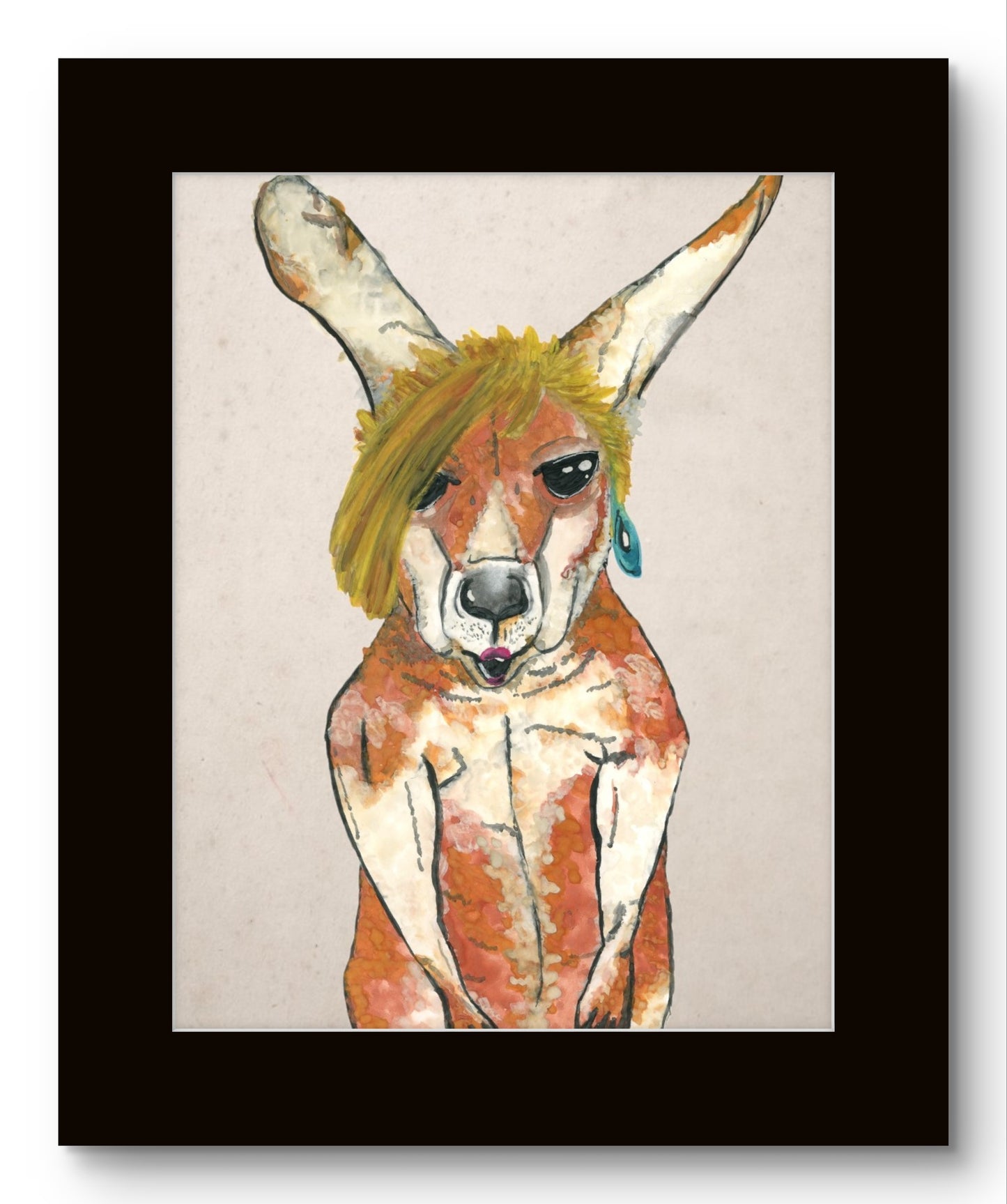 Karen Kangaroo Watercolor 8x10 Museum Grade Fine Art Print