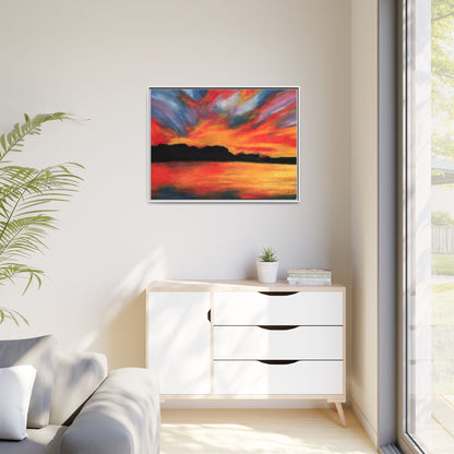 Sunset Over The Lake Framed Wall Art