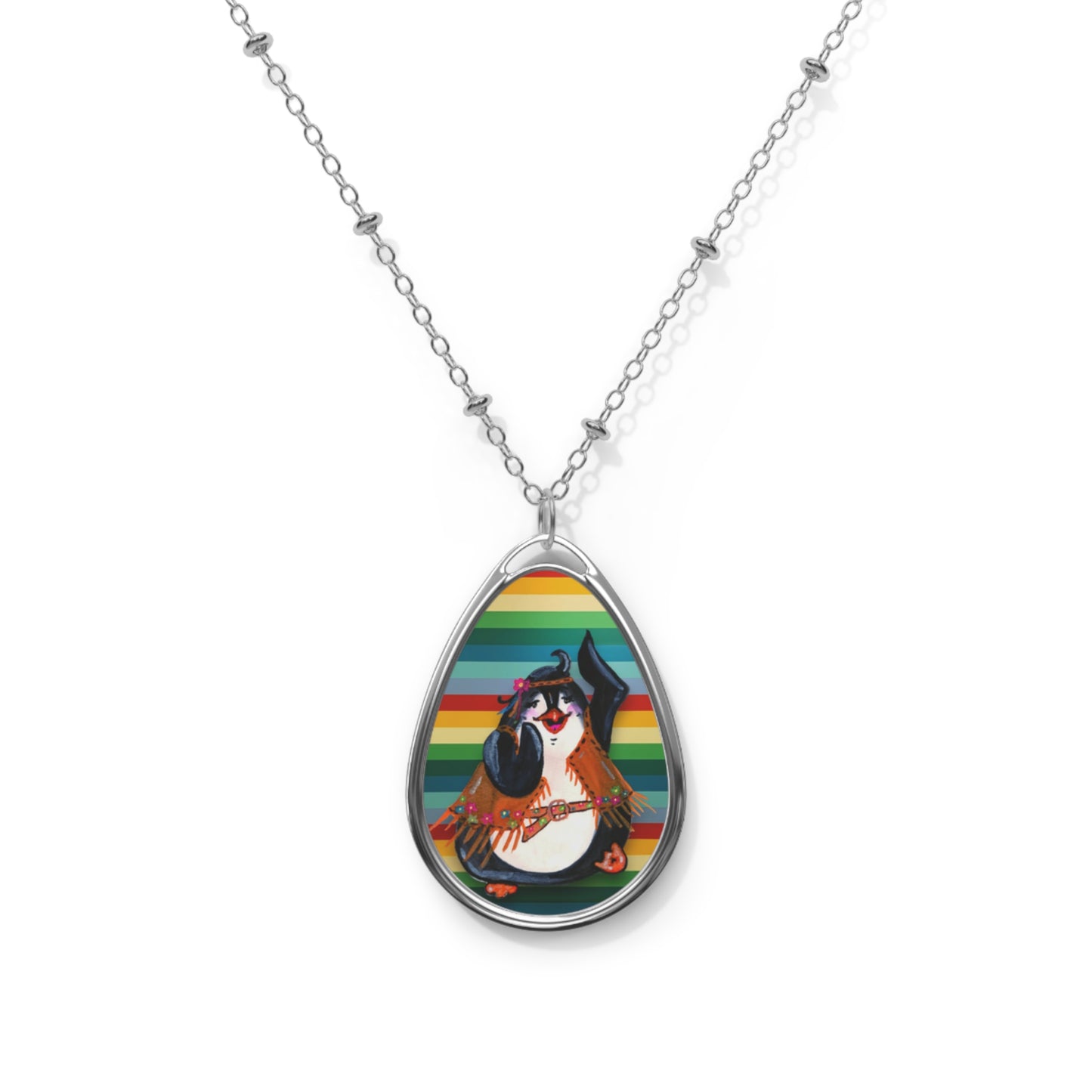 Hippy 70s Penguin Oval Necklace