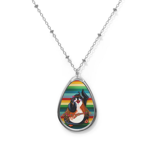 Hippy 70s Penguin Oval Necklace