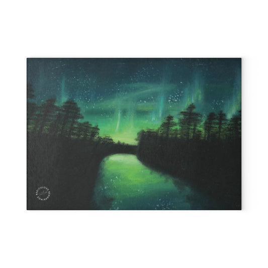 Aurora Night Glass Cutting Board – Northern Lights Kitchen Decor