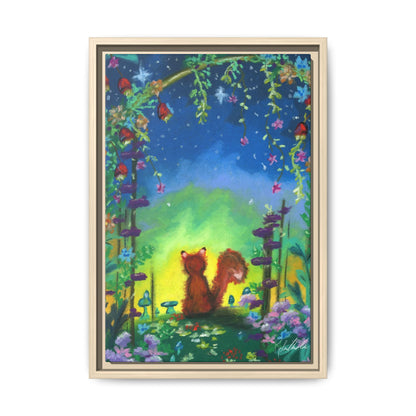 Fox Under Flowers Framed Wall Art
