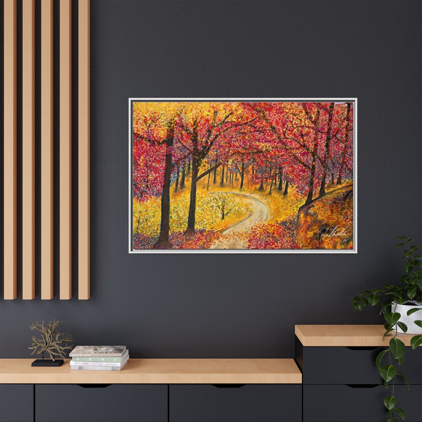 Vibrant Fall Forest Framed Wall Art