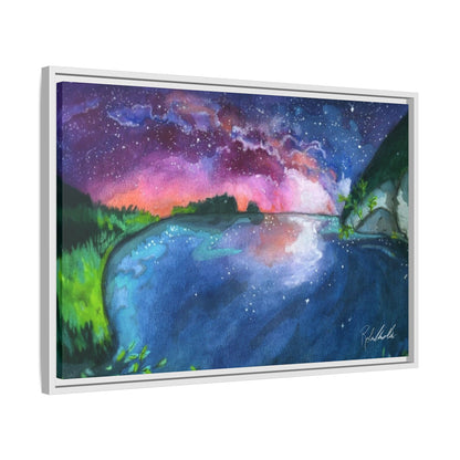 Watercolor Sunset Lake Framed Wall Art