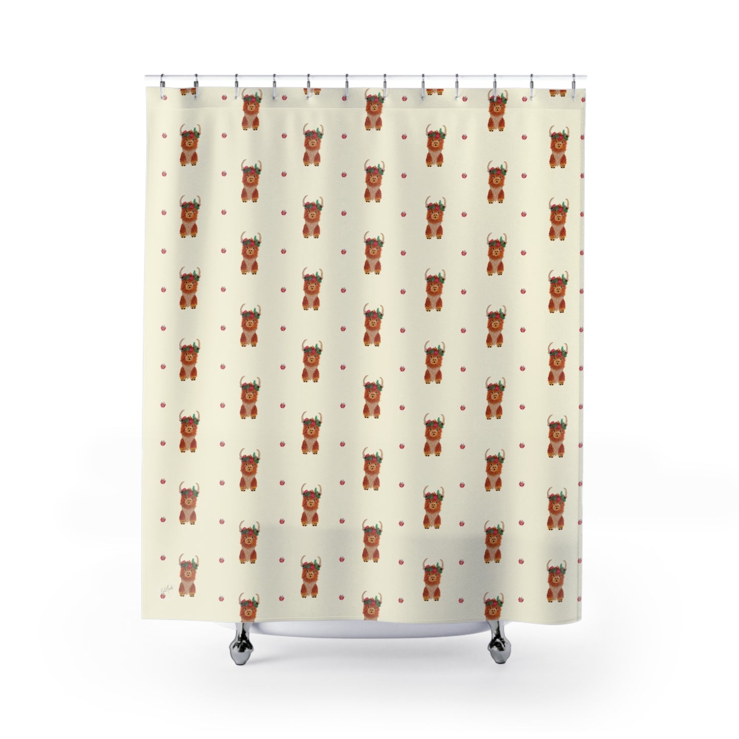 Cute Floral Bear Shower Curtain — Whimsical Bathroom Decor for Kids & Nursery