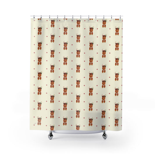 Cute Floral Bear Shower Curtain — Whimsical Bathroom Decor for Kids & Nursery