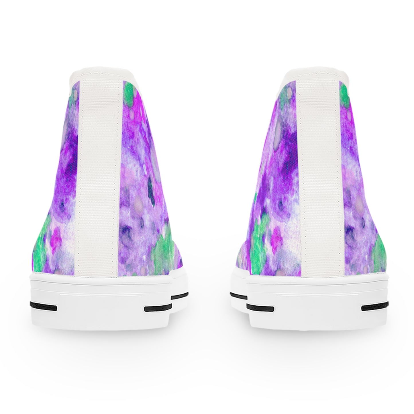 Women's High Top Sneakers — Purple Watercolor Floral Pattern Athletic Fashion Shoes