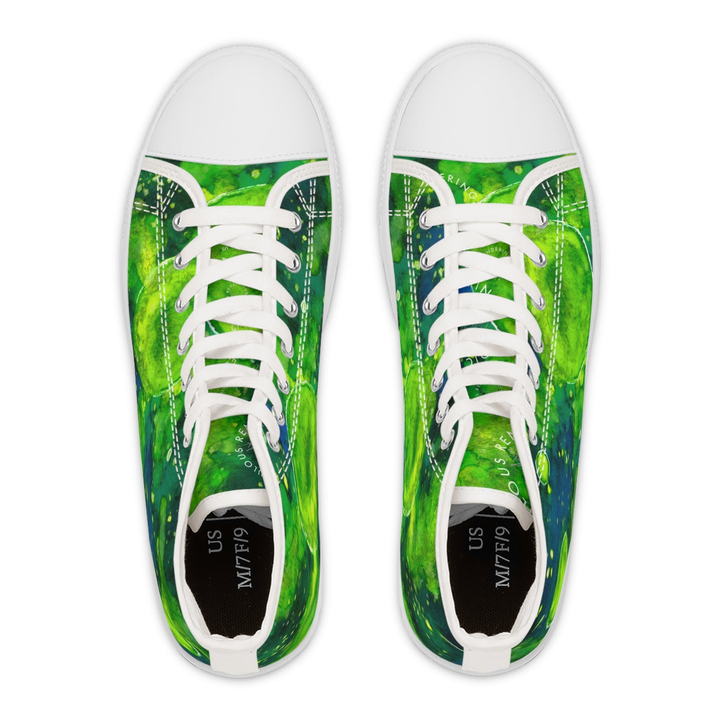 High Top Sneakers — Green Watercolor Cosmic Swirl Print