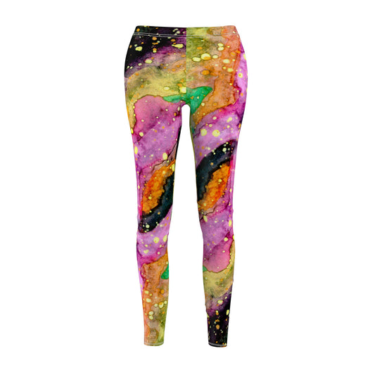 Neon Galaxy Women's Cut & Sew Casual Leggings (AOP)