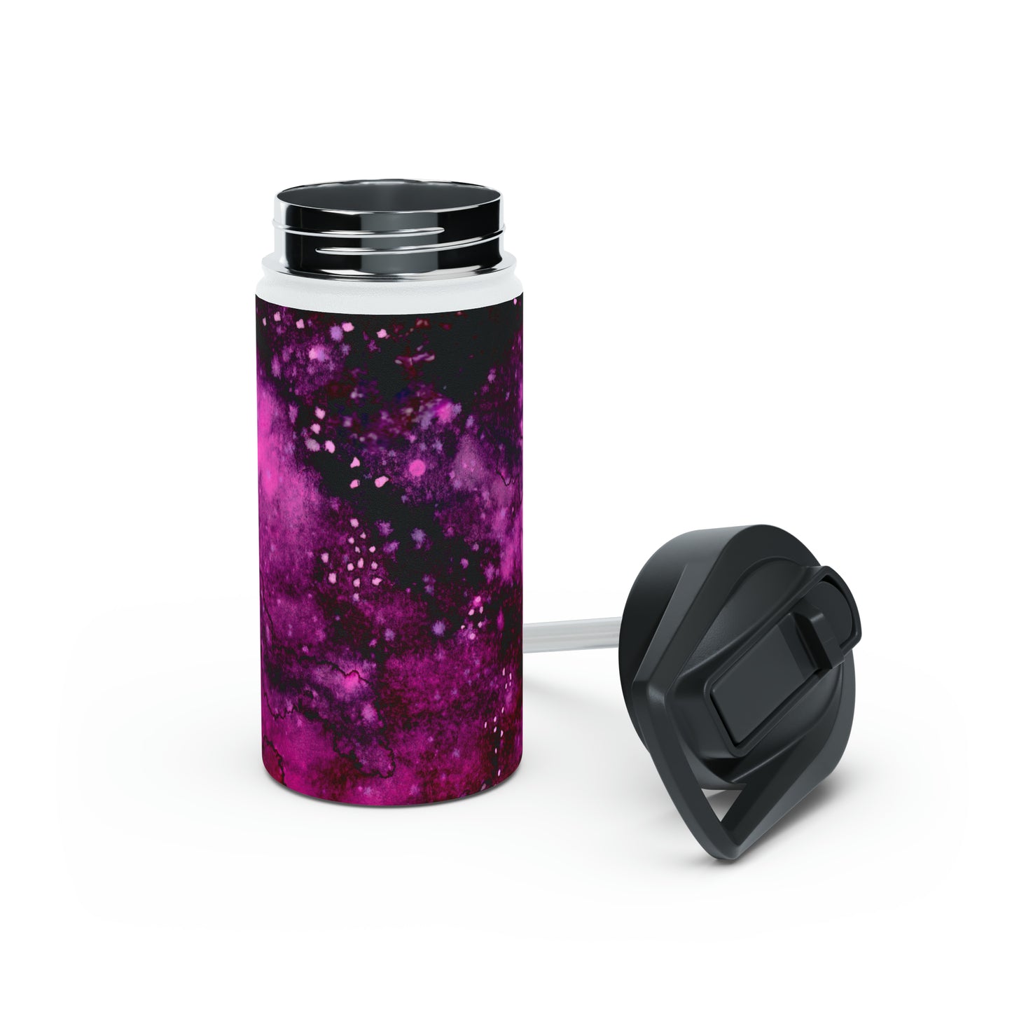 Rose Colored Galaxy Stainless Steel Water Bottle, Standard Lid