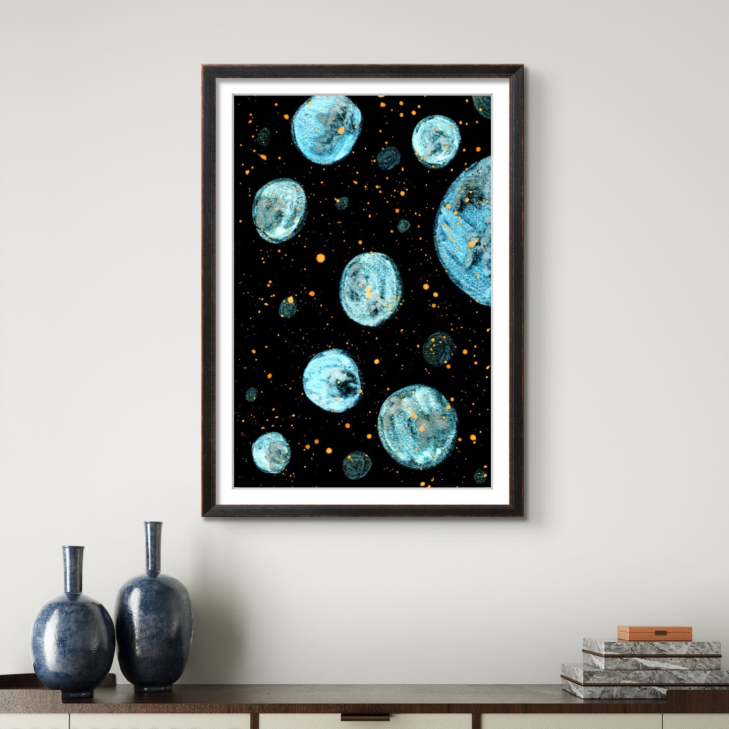 Small Blue Planets in Space - Galaxy 8x10 Museum Grade Fine Art Print