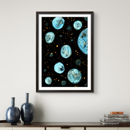 Small Blue Planets in Space - Galaxy 8x10 Museum Grade Fine Art Print