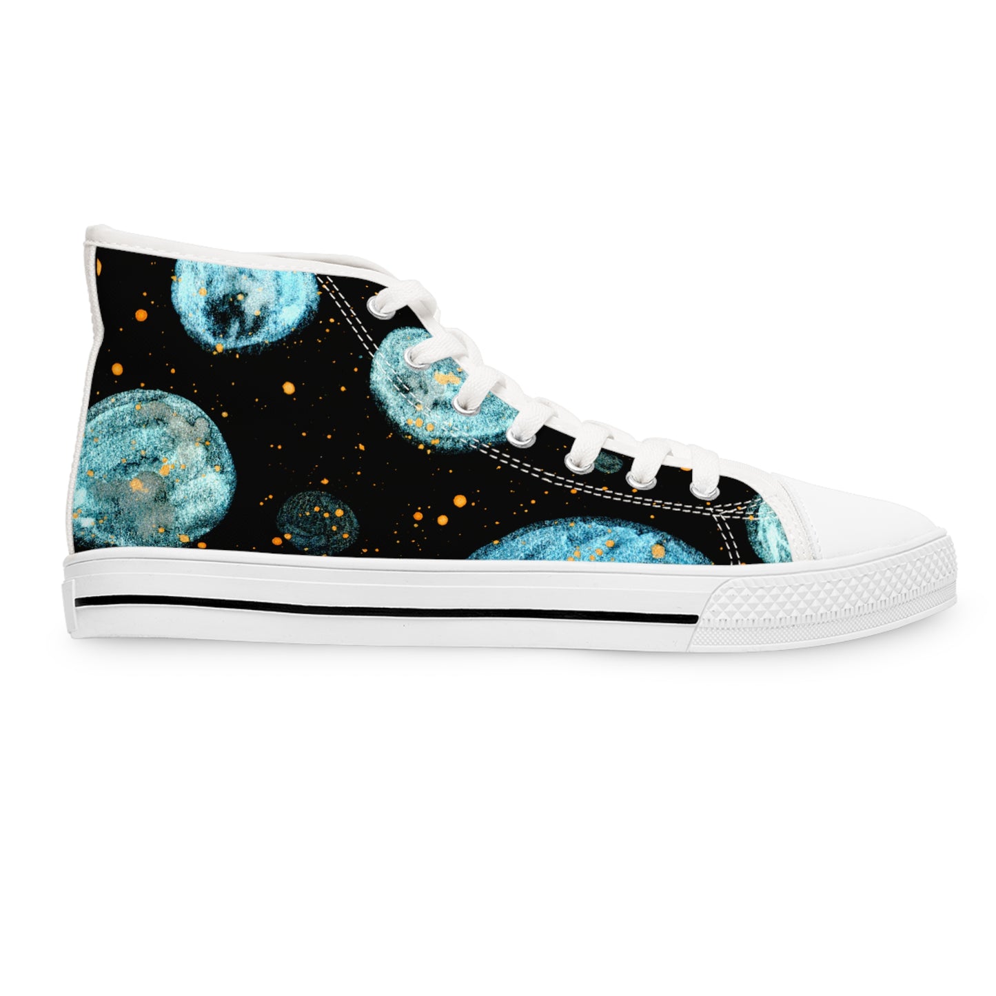 Little Blue Planets Galaxy Unisex Classic High Top Sneakers Closed Toe Casual Walking Fashion Shoes