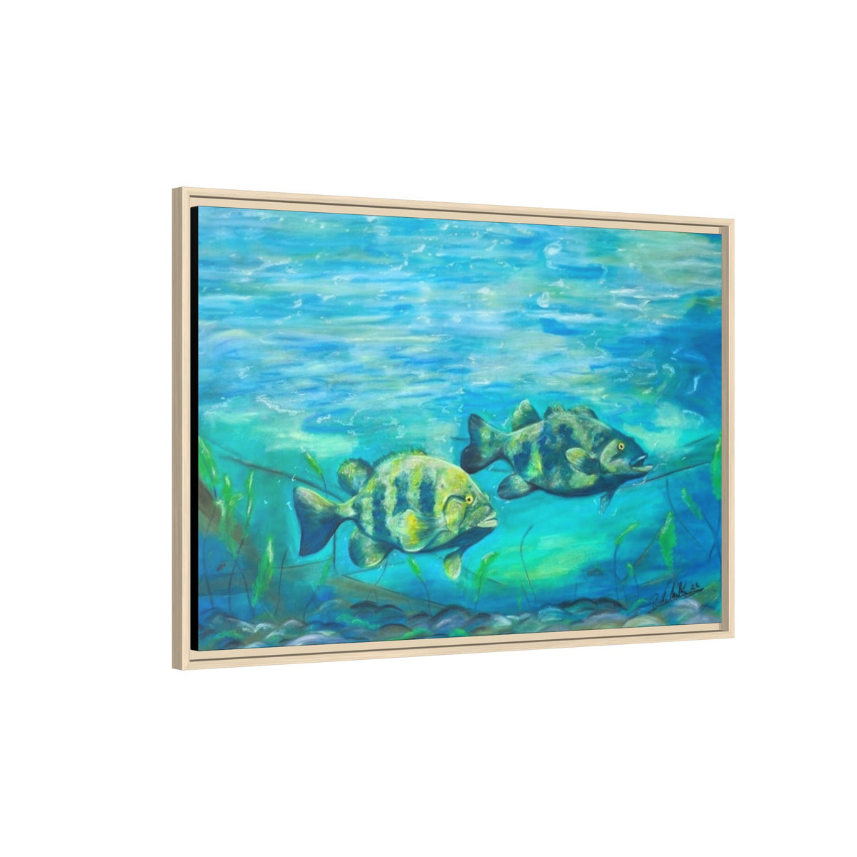 Framed Matte Canvas - Underwater Fish Scene