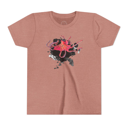 Youth Tee — Red Octopus Splash Graphic Shirt