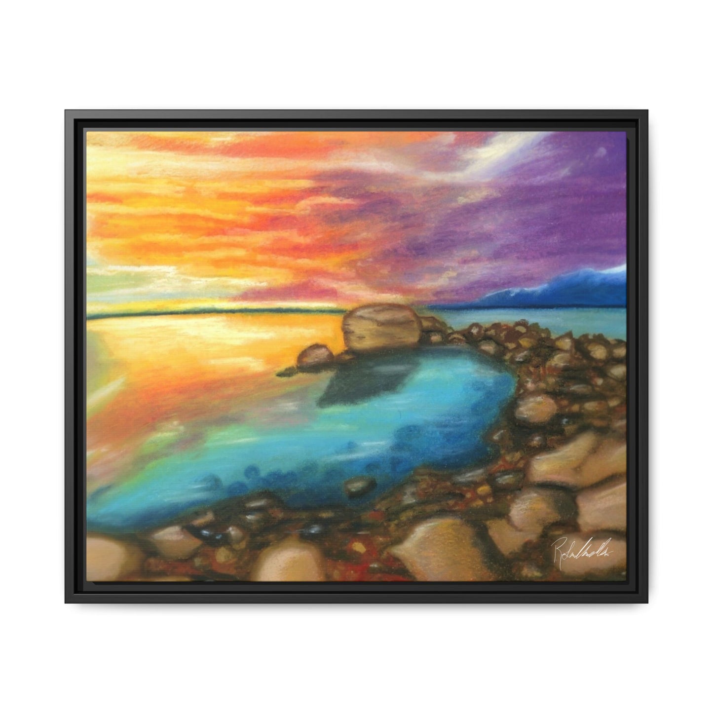 Sunset Ocean Beach Framed Wall Art