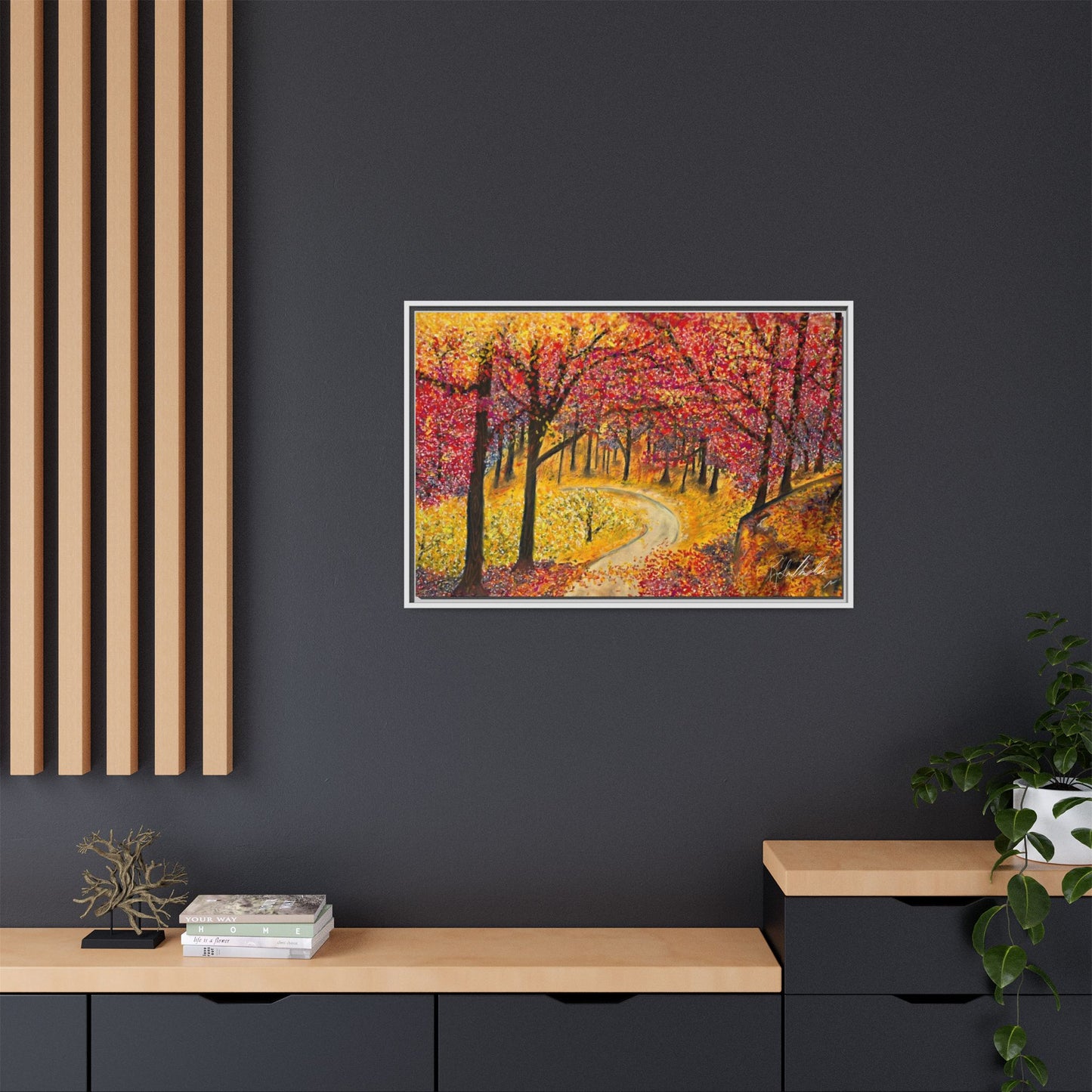 Vibrant Fall Forest Framed Wall Art