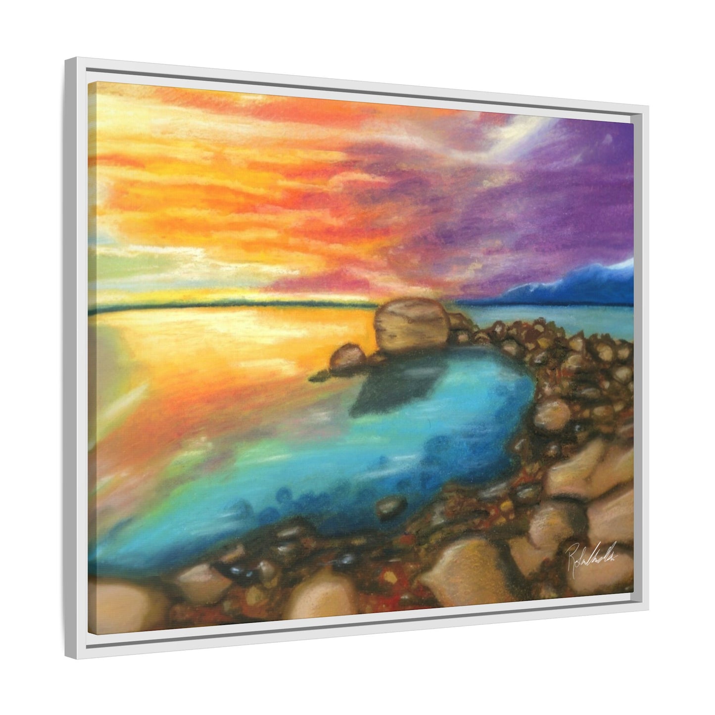 Sunset Ocean Beach Framed Wall Art