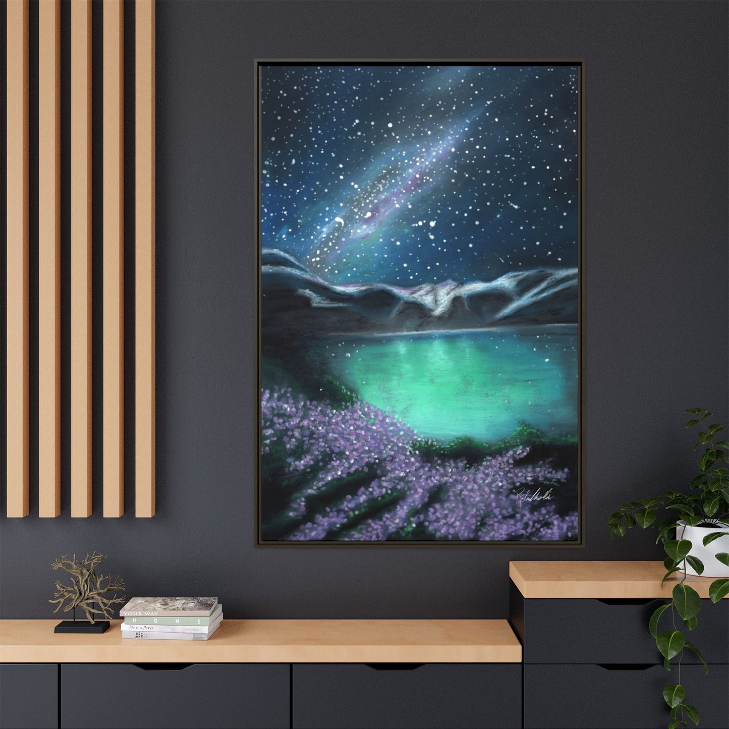 Night Sky over Spring Lake Framed Wall Art