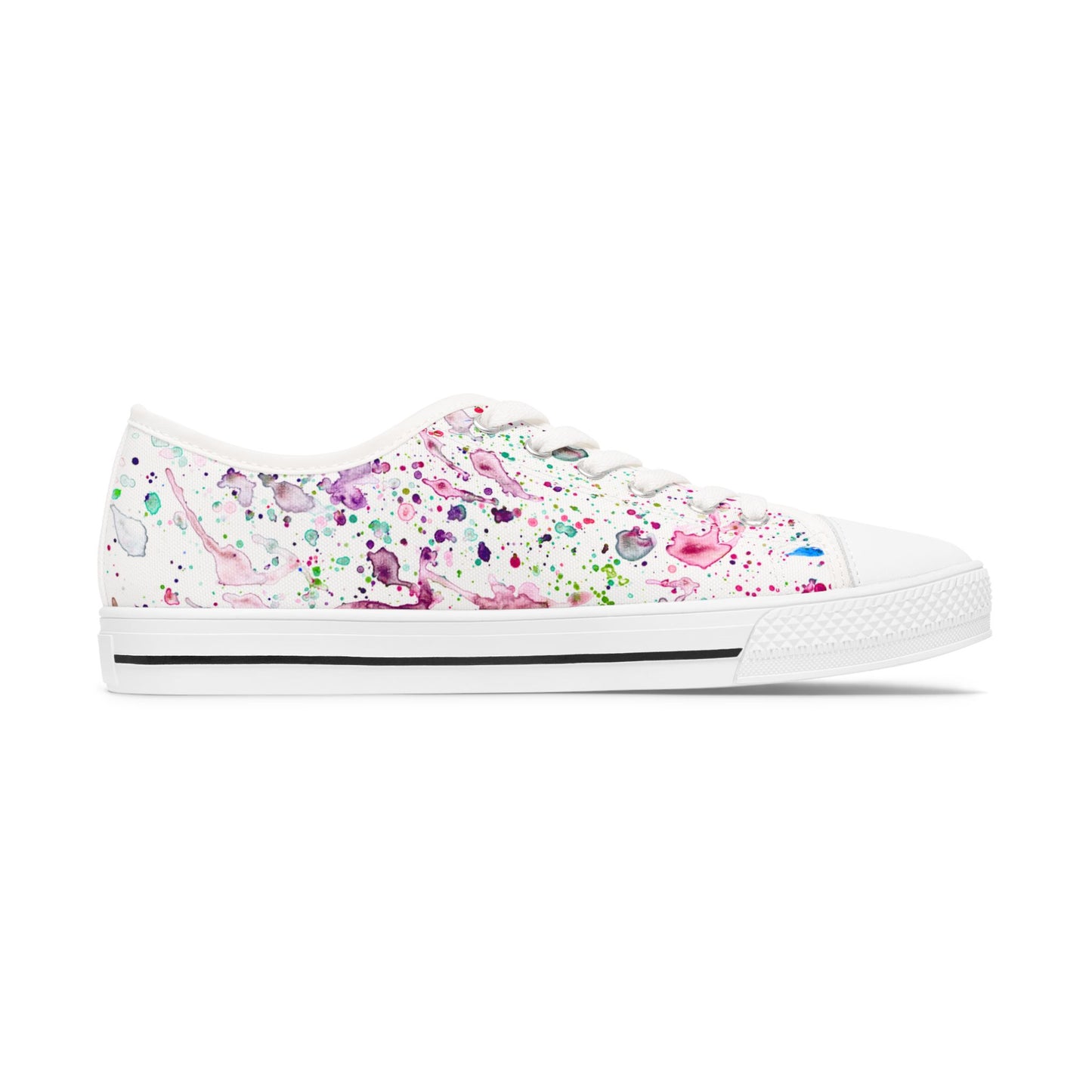Low Top Sneakers — Pastel Watercolor Floral Print Women's Canvas Shoes