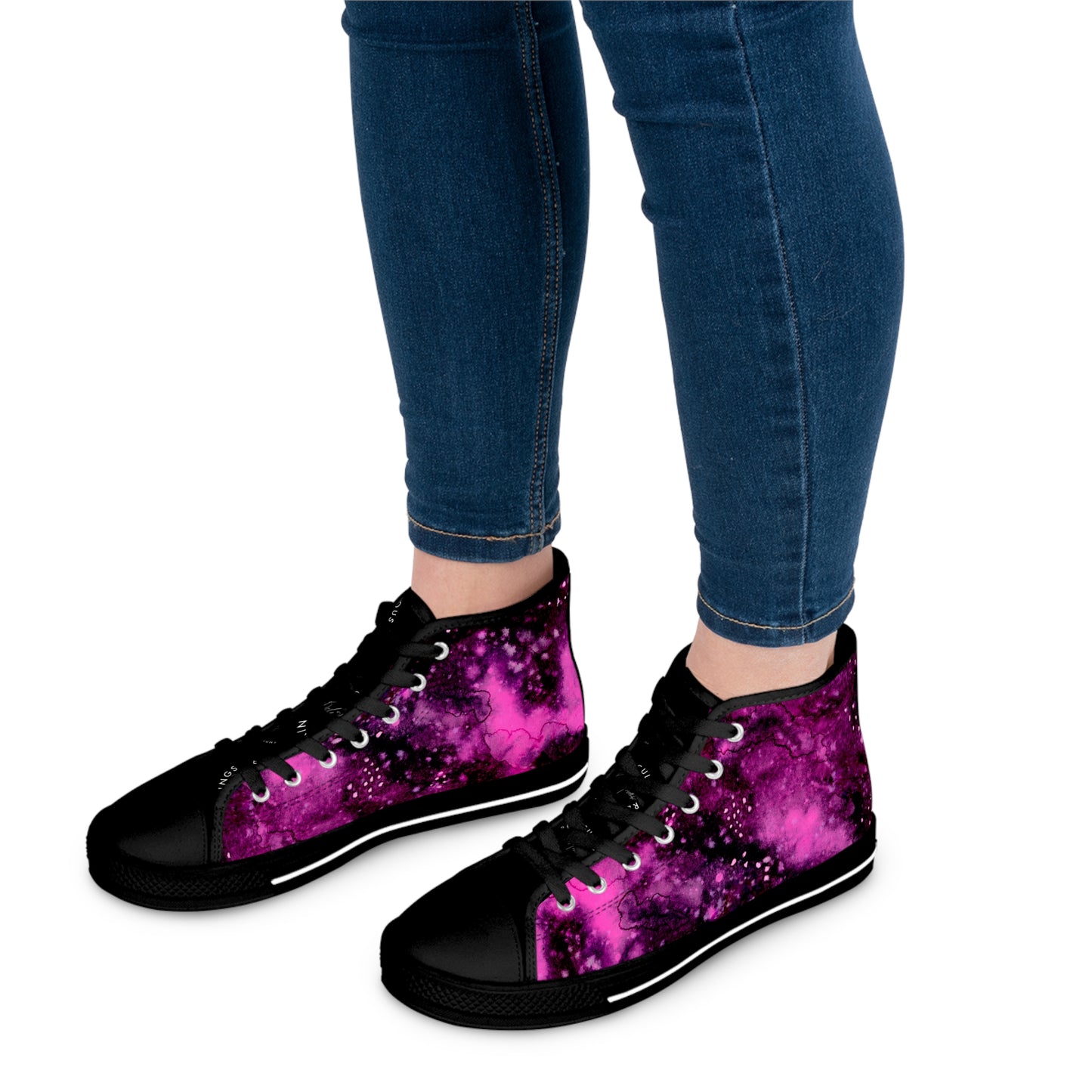 Women's High Top Sneakers — Magenta Galaxy Print Cosmic Canvas Shoes