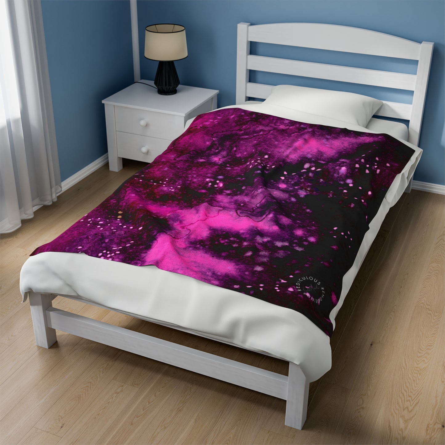 Rose Colored Galaxy Velveteen Plush Blanket