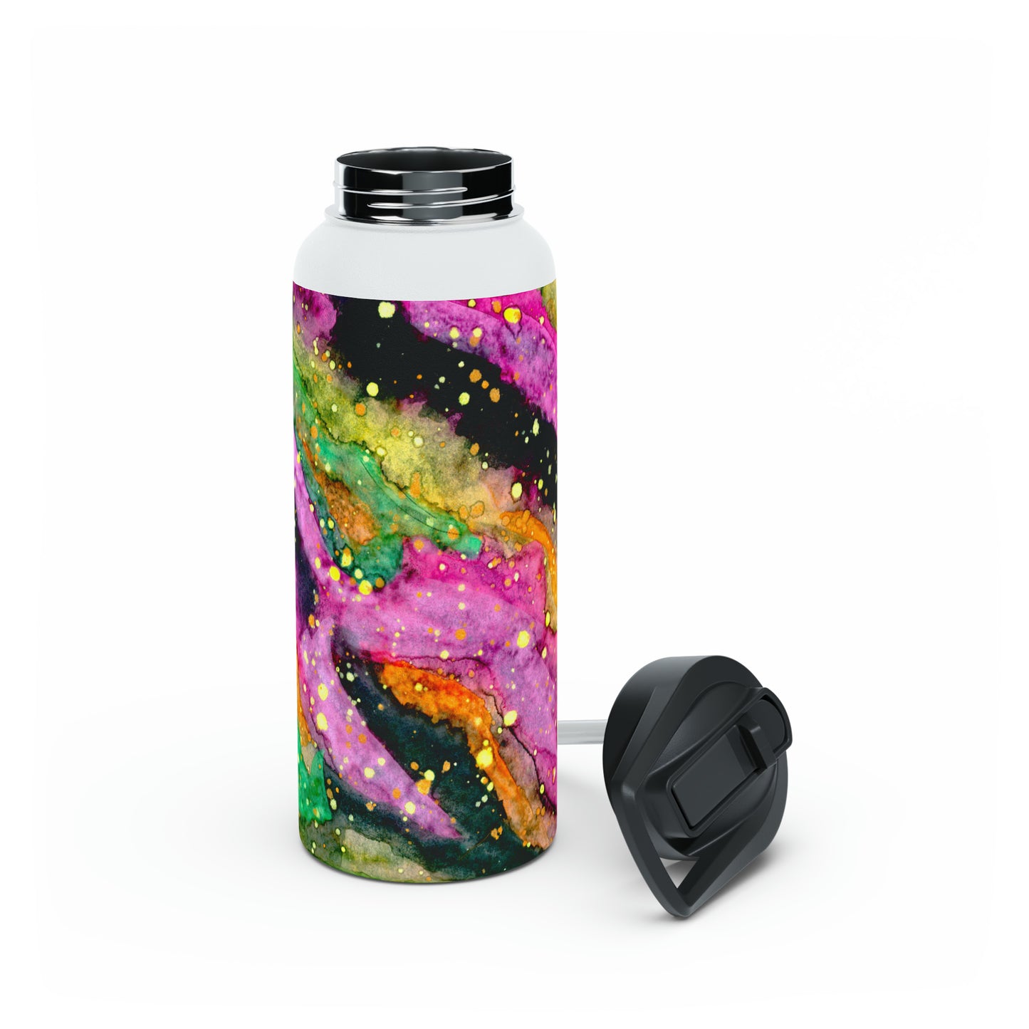 Neon Galaxy Stainless Steel Water Bottle, Standard Lid