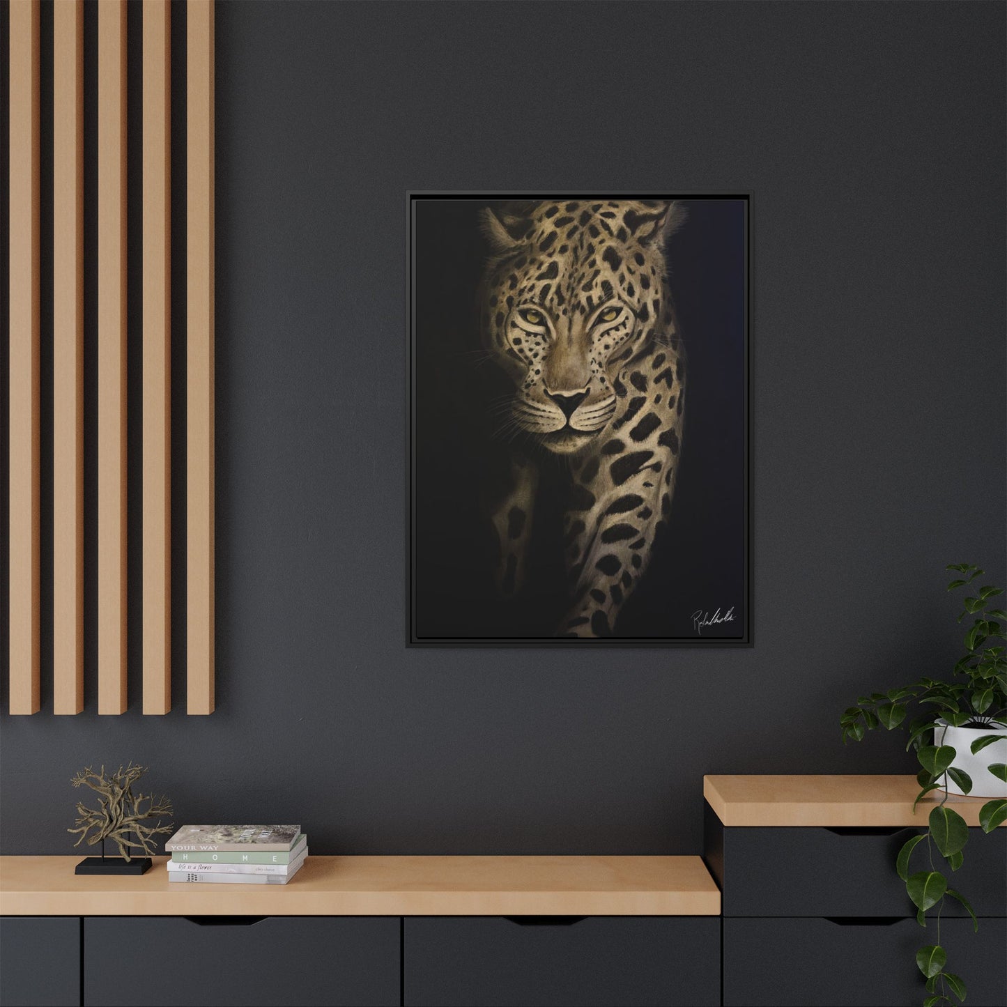 Leopard at Night Framed Wall Art