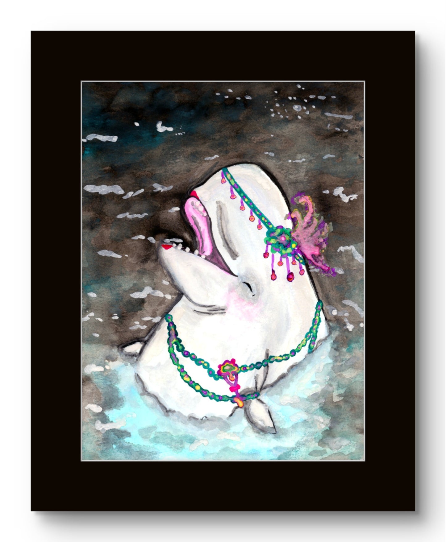 Fancy 1920s Flappy Beluga Whale 8x10 Museum Grade Fine Art Print